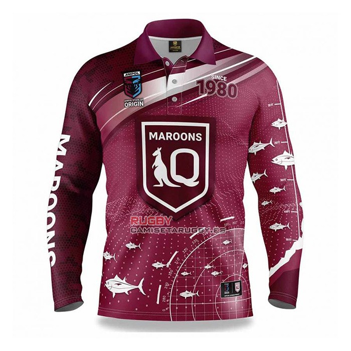 Camiseta NRL Queensland Maroons Rugby 2022 Fish Finder